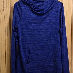 Be Inspired Women Blue Space Dye Activewear Hoodie Thumbhole Pullover Medium